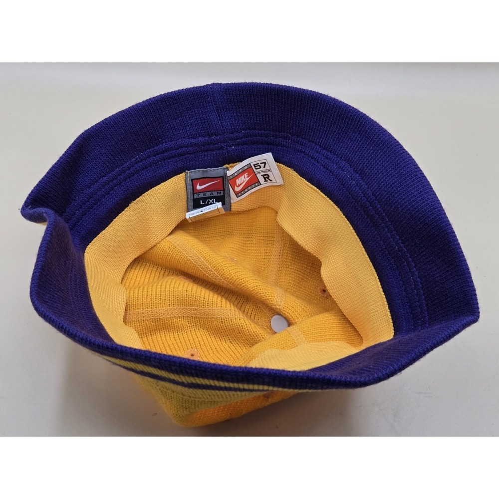 Vintage Nike Los Angeles Lakers Throwback Bucket Hat Yellow/Purple LA Lakers Cap - Picture 5 of 8